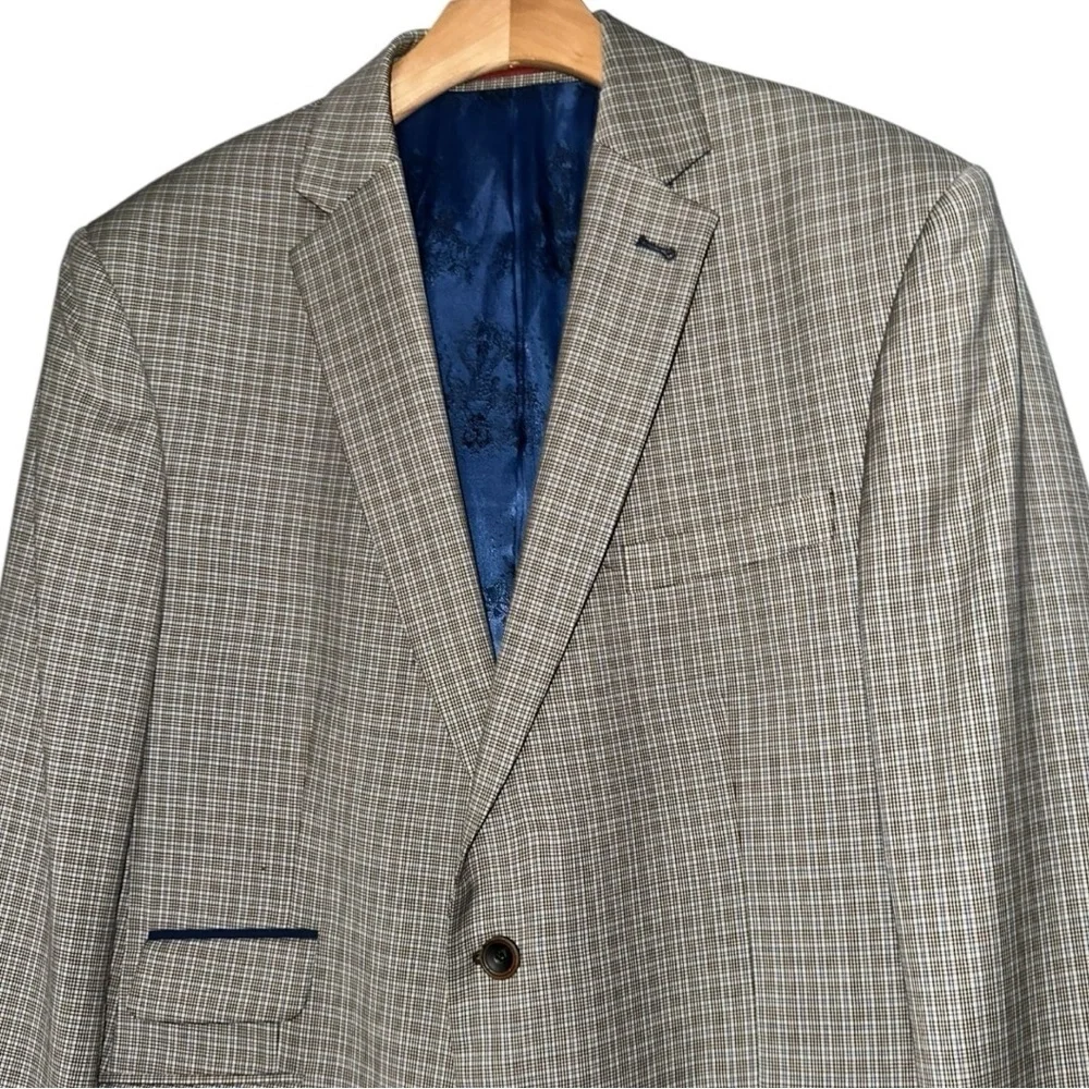 Ted Baker Men’s S Tan Mini Check Suit Jacket Blazer